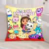 Cartoon Anime Gabby Dollhouse Short Plush Cushion Cover Pillow Case Double-Sided Printing Zipper Closure Sofa Party Home Decor