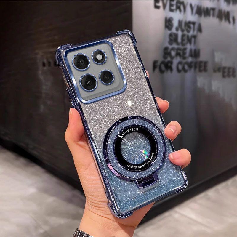 Funda de Lujo con Purpurina de Cuatro Esquinas para Motorola Signature Moto Edge 70 Ultra 60 Fusion 50 Pro G87 G77 G67 G86 Power Funda Resistente a los Golpes