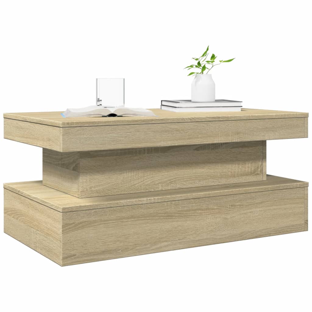 LED Coffee Table in Sonoma Oak 90 x 50 x 40 cm