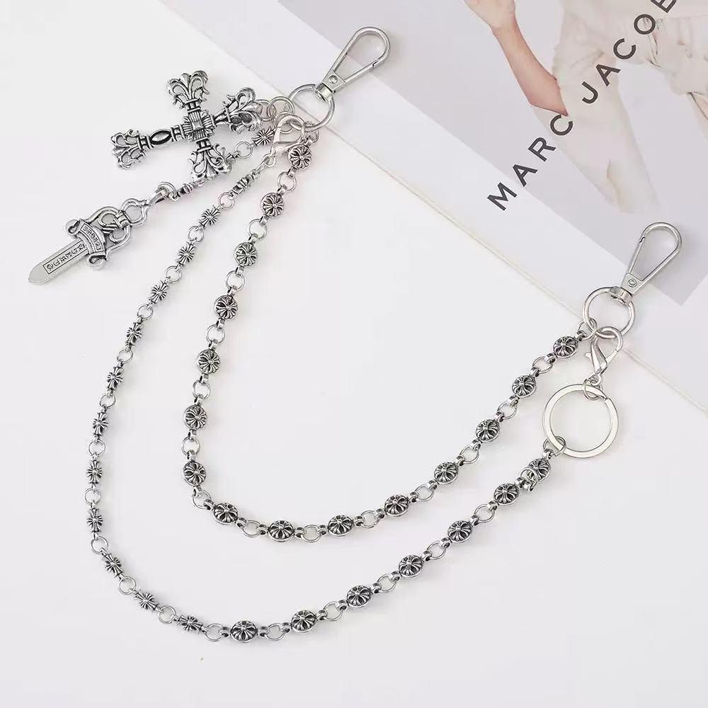

Trendy Punk Style Cross & Sword Pendant Pant Chain Keychain