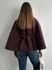 Moda Invernale Donna Stile Elegante Colore Puro Cintura con Cintura Cappotto Mantella in Lana