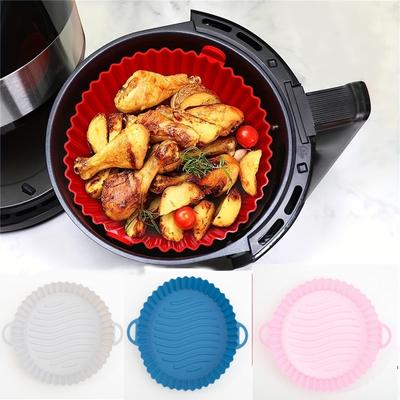 Forro de silicone reutilizável para fritadeira a ar, tigela de silicone antiaderente de qualidade alimentar, prato lavável na máquina de lavar louça, acessórios fáceis de limpar para forno