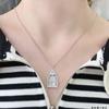 925 Sterling Silver Hai Rui's Birdcage Necklace Plated 18K White Gold Full Diamond Happiness Door Pendant Clavicle Chain