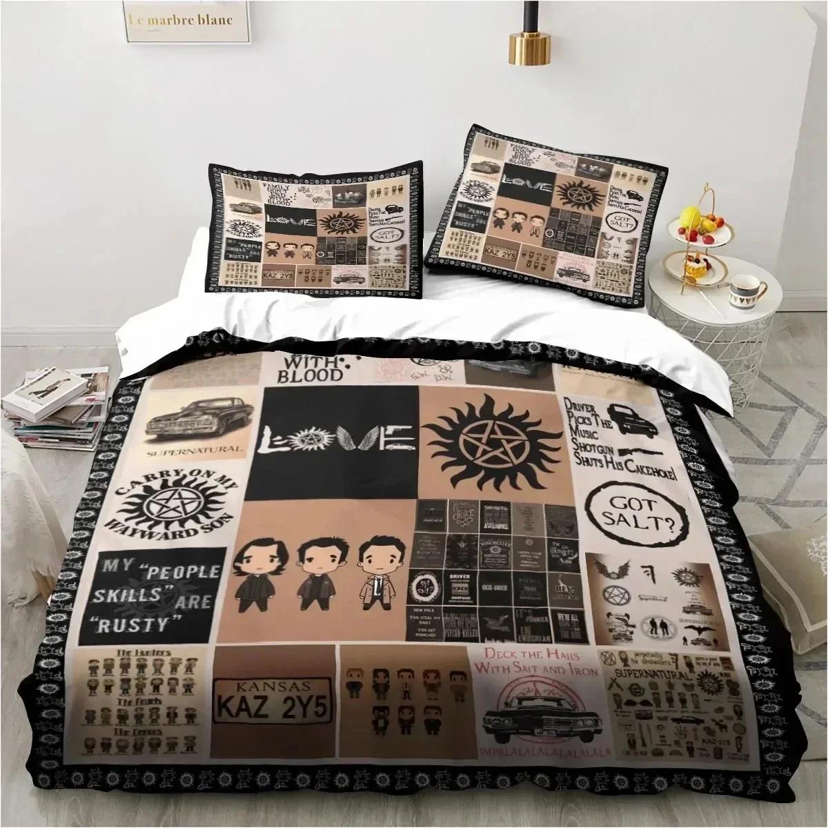 

Supernatural Logo Bedding Set Duvet Cover Bed Set Quilt Cover Pillowcase Comforter King Queen Size Boys Adult Bedding Set EU single(135x200cm)