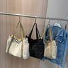 Casual Oxford Cloth Tote Bag Large Capacity, Versatile Commuter Shopper with Removable Strap, Solid Color, Simple Fashion Messenger Bag