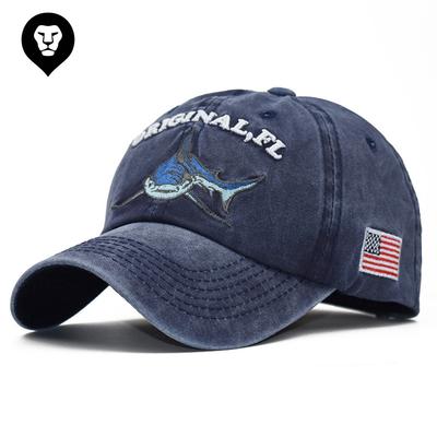 EBay ausländische beliebte Cartoon gewaschene Stickerei Hai Baseballkappe Hut Frühling und Sommer