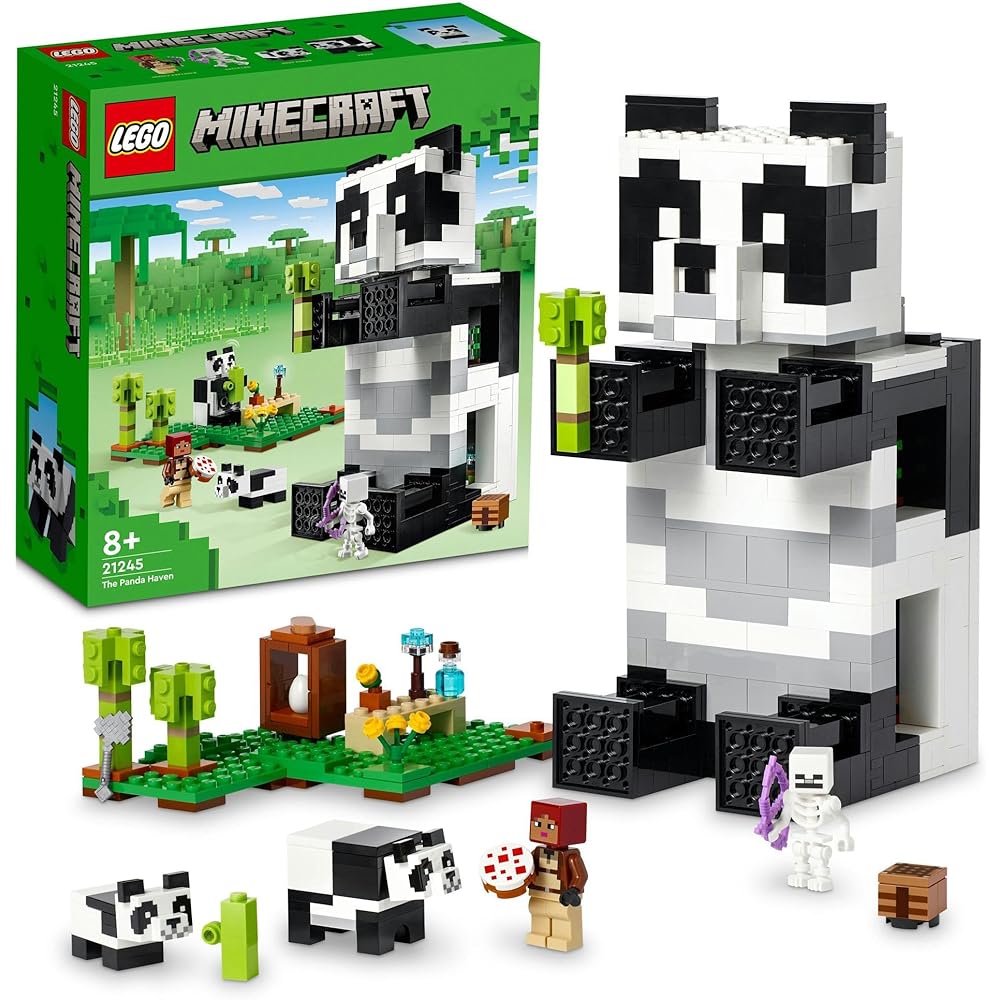 LEGO Minecraft Panda Paradise Building Set 21245 for Kids Age 8-10, Creative Toy Blocks