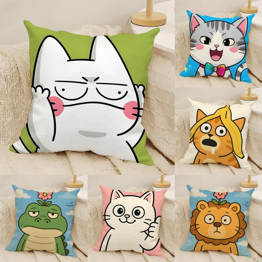 2 Surprised Cat Funny Party Pattern Pillow Case Home Living Room Decoration Linen Pillowcover Pillow Cases Cushion Cover