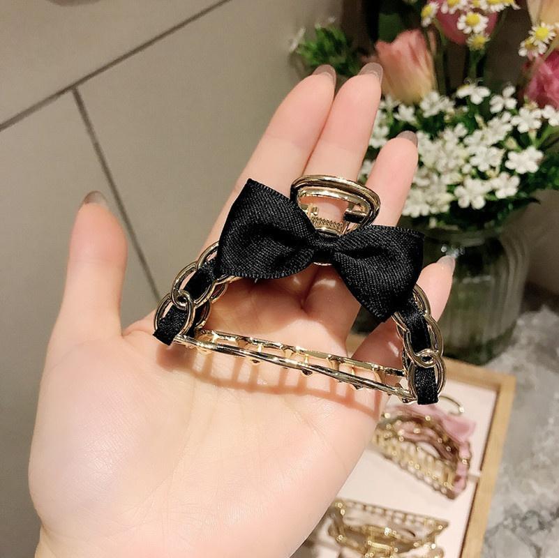 Hair Claw Elegent Girl Large Metal Claw Clip for Thick Hair with Small Bow Korean Style for Women