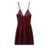 Spring 2025 Women's V-Neck High-Waist Corduroy Suspender Dress
