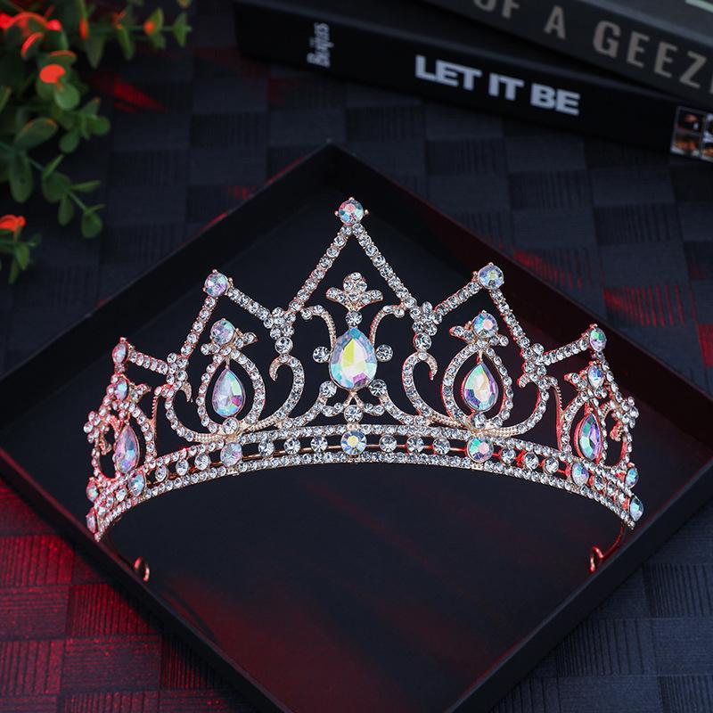 European Style Wedding New Style Tiara Inlaid with Rhinestone Crystal Bridal Round Alloy Inlaid Diamond Crown Baroque