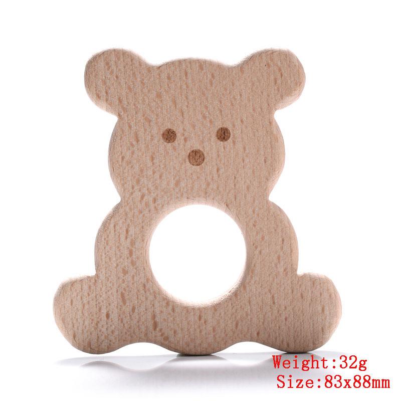5Pcs/Lot Baby Pacifier Chain Chew Accessories Animal Shape Natural Beech Teething Wooden Teether Pendant Accessories