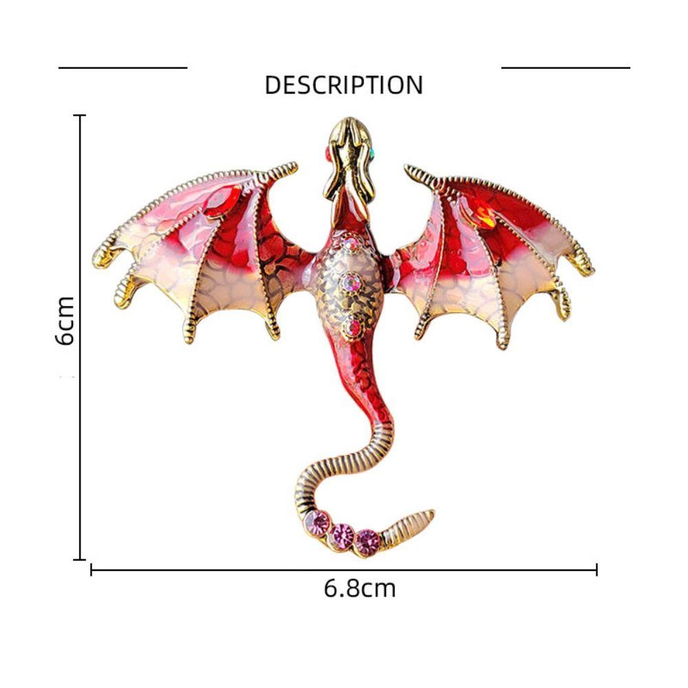 Vintage Enamel Dragon Brooches Jewelry Flying Dragon Brooch Office Rhinestone Brooch Pins