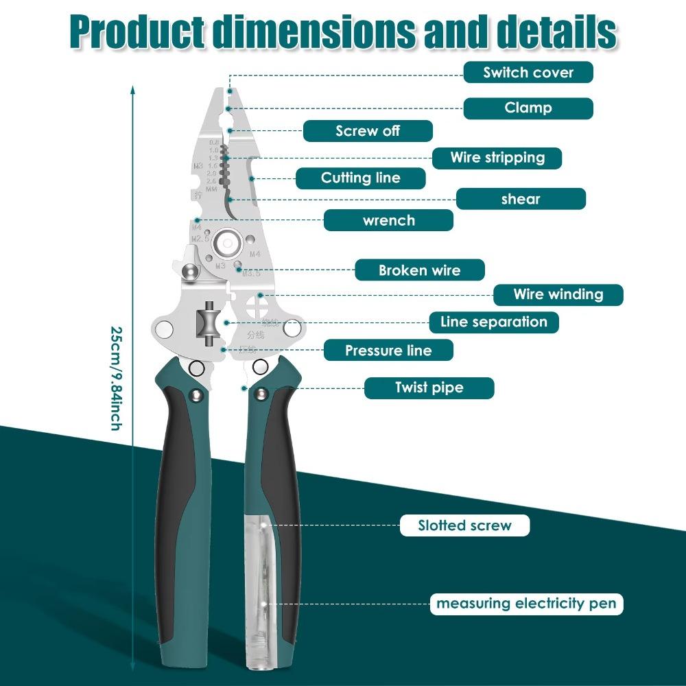 Multifunctional Wire Stripper Electrical Pliers Non-Slip Comfortable Wire Stripping Pliers Cutting Foldable