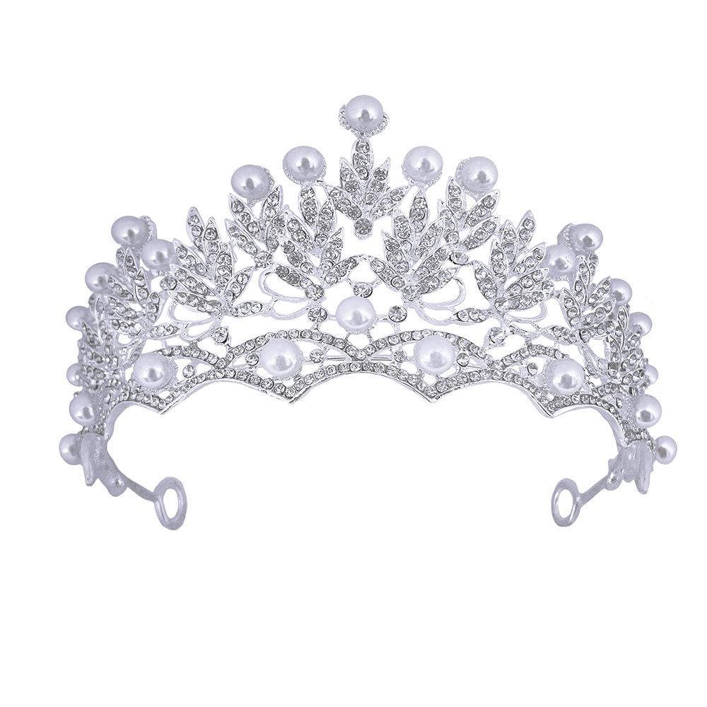 Bridal Highlight Pearl Crown Korean Rhinestone Bridal Tiara Wedding Gauze Jewelry Accessories Birthday Party Crown
