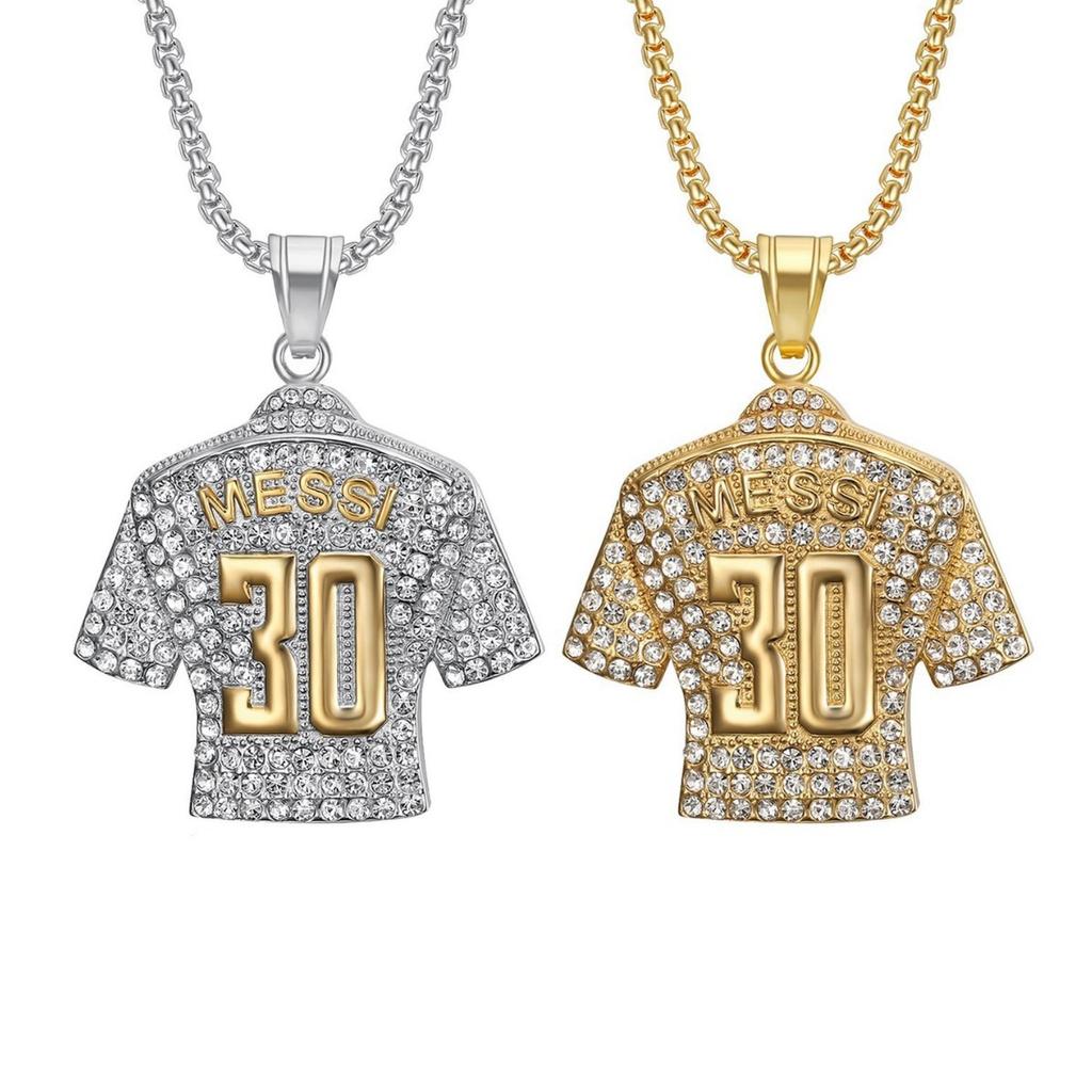 World Cup No. 30 Jersey Titanium Steel Gold-Plated Pendant Necklace, Suitable For Men.