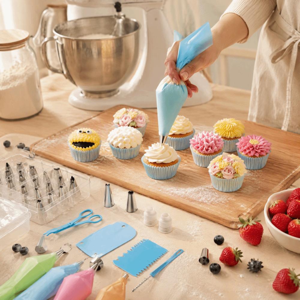 72PCS PP Cake Decorating Kit EVA Piping Bag Set Frosting Piping Kit  Cupcake Cookie Decorating