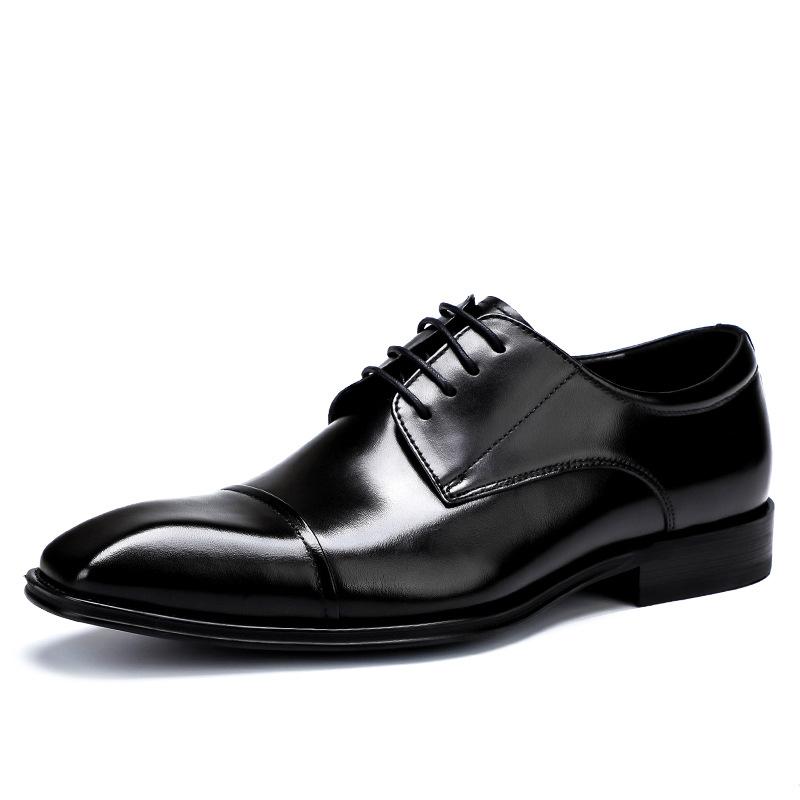 Men's leather shoes, three-joint leather shoes, business square head large size formal cowhide leather shoes