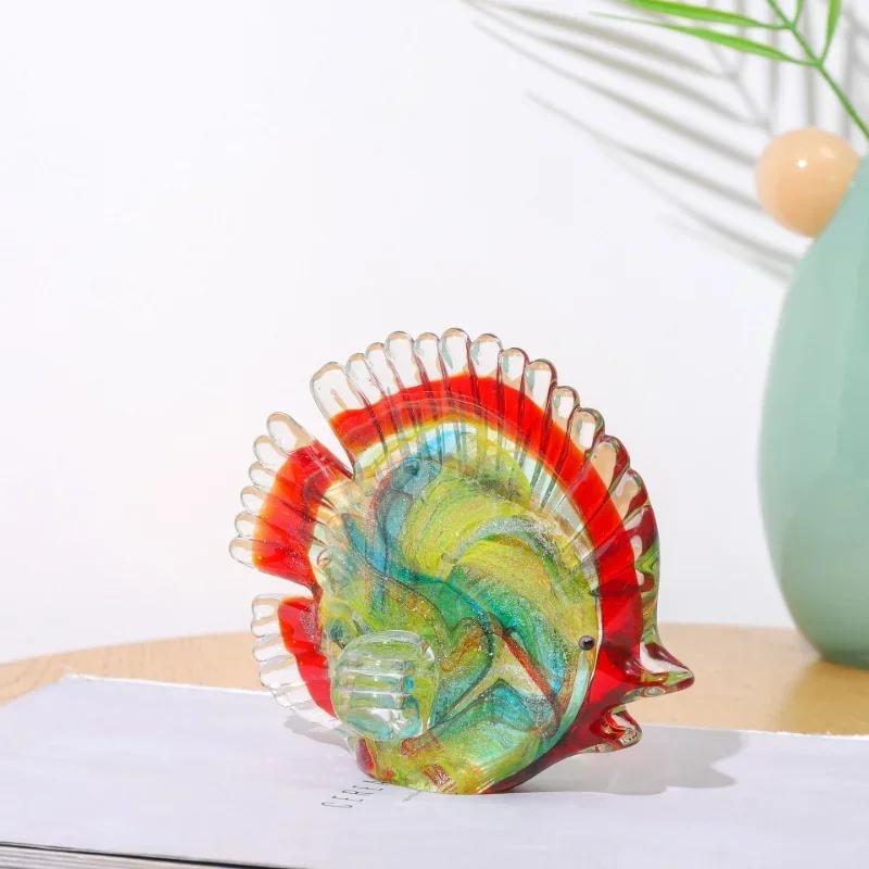 3 Colorful Crystal Glass Clown Fish Animal Figurines Miniature Hand Blown Fish Sculpture Home Decor Accessories Christmas Gift
