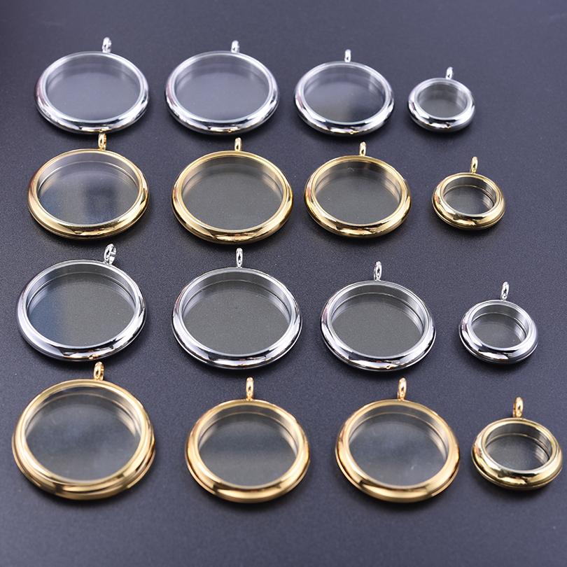 Size 25/35/40mm Round Glass Twist Living Memory Stainless Steel Locket For Jewelry Making DIY Photo Floating Accessories Finding