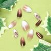 Secret Lives Reusable Artificial Dark Brown Glitter with 3D Stones Fake False Quick Fix Luxury Press On Nails 24 Pieces with Kit