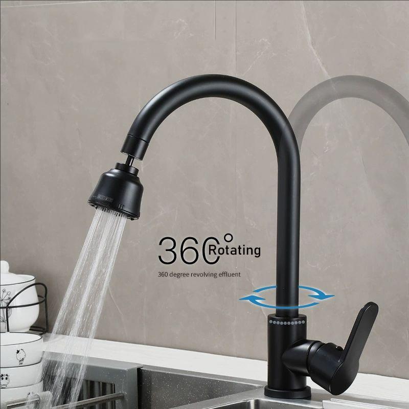 Black Kitchen Faucet Single Handle Hot and Cold Water Kitchen Sink Taps Basin Mixer with 360° rotating Adapter Gray