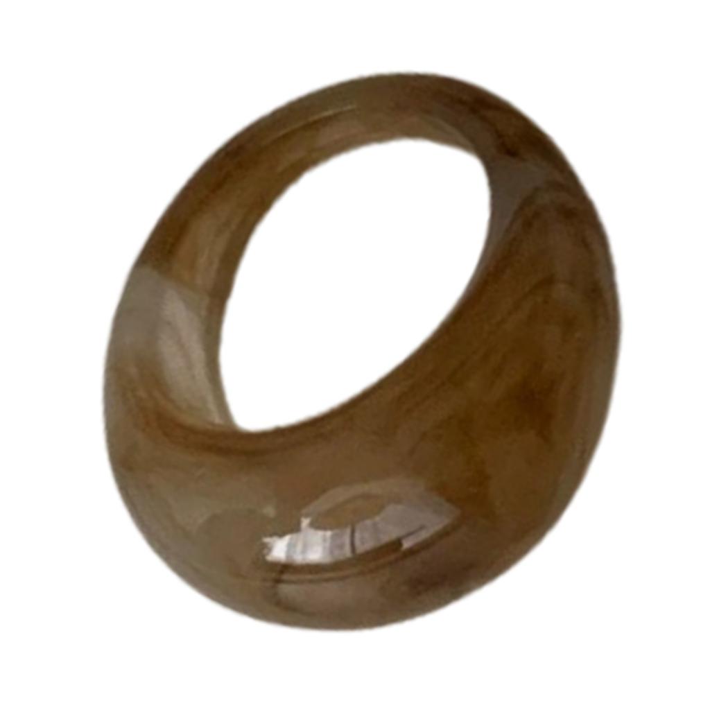 Smooth Glossy Resin Wide Band Ring With Arc Design Comfortable Finger Accessory For Daily Wear And Special Occasions