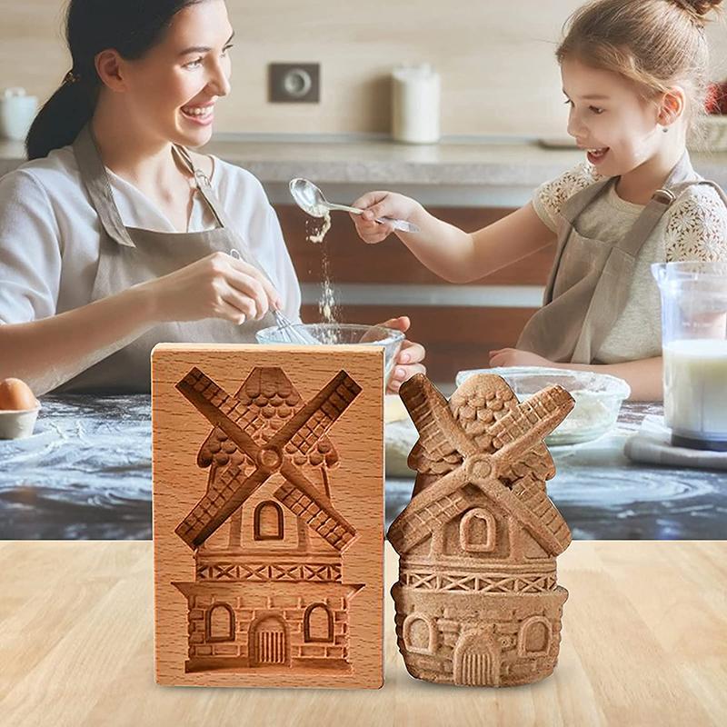 Wooden Cookie Mold Household Gingerbread Cake Mould Press Christmas 3D Biscuit Embossing Molds Bakery Gadget Kitchen Supplies