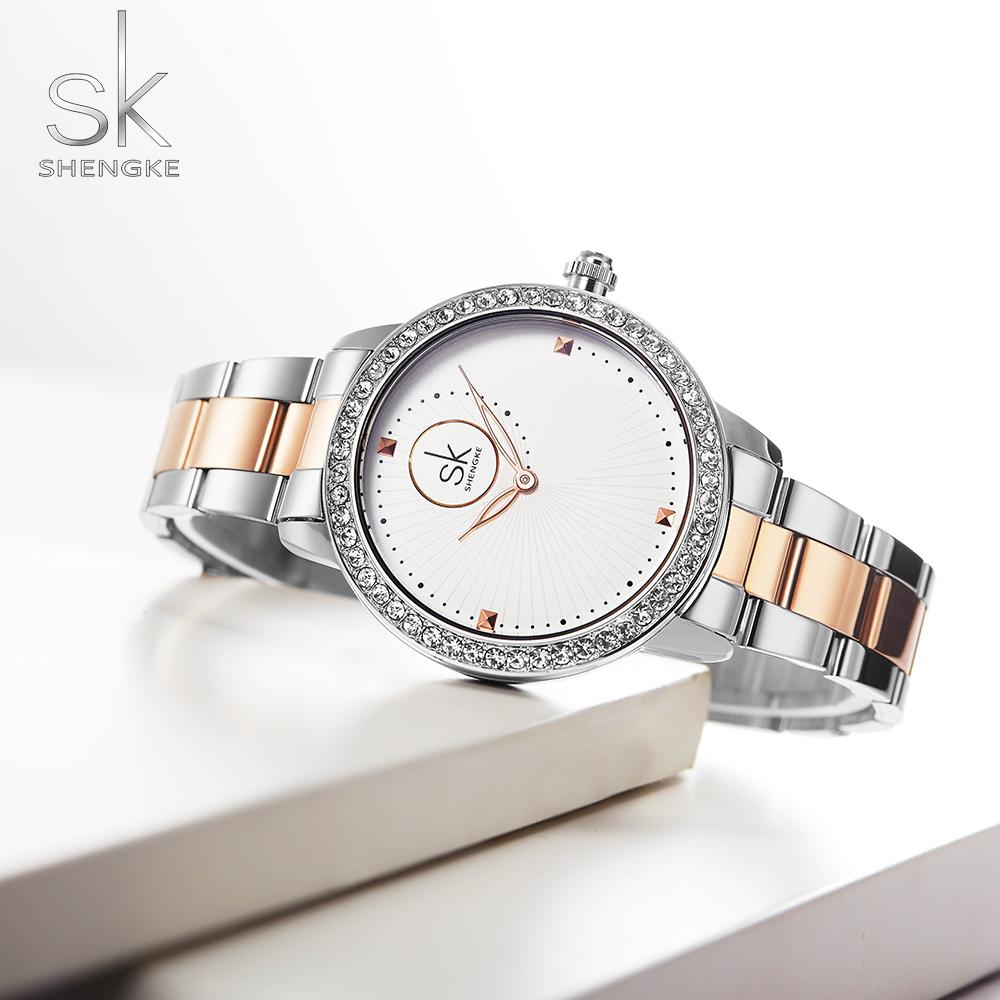 SHENGKE Luxury Women's Watch Women Geneva Designer Ladies Watch For Women Luxury Japanese Quartz Rose Golden Wrist Watch