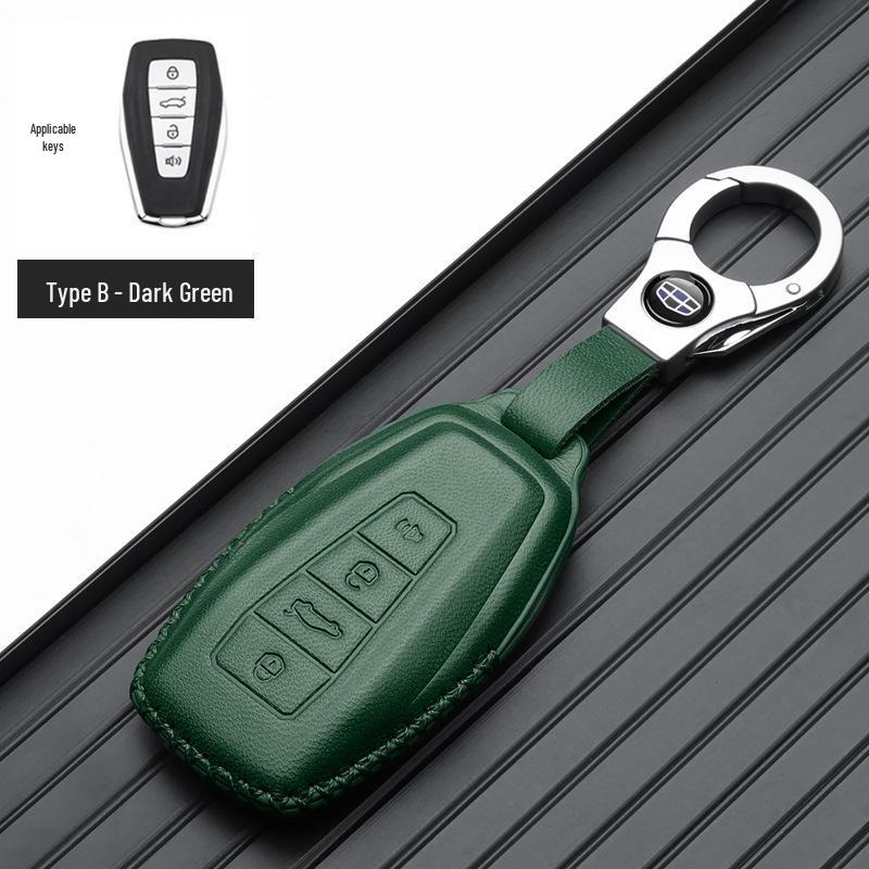 Genuine Leather Key Case for Geely Boyue, Xingyue L, Binyue ICON, Xingrui, Panda Mini - Premium Metal Shell