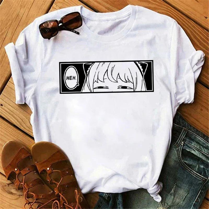 Anime Spy X Family Tişört Kadın Japon Harajuku Modası Kısa Kollu Tişörtler Yazlık Üstler Kawaii O Yaka Kadın Tişört Üst Unisex