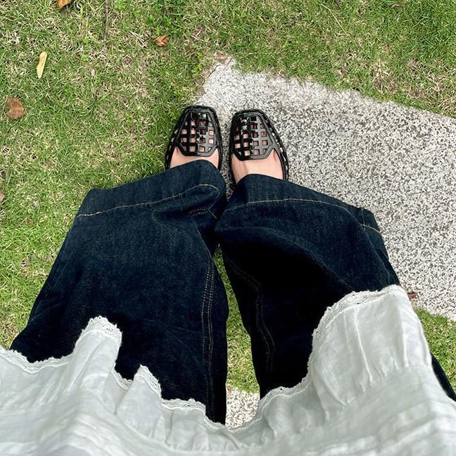 Queen Fan Korean Version Retro Flat-bottomed Bag Head Sandals Women's 2025 New Summer Wear Soft-soled Crystal Jelly Shoes