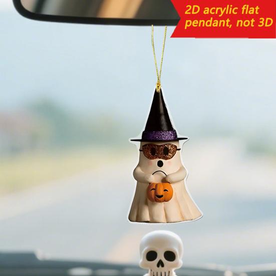 Decorazione Auto Halloween Ciondolo 2D Piatto per Specchietto Retrovisore Auto per Auto Zaino Albero di Natale Accessori Interni Auto