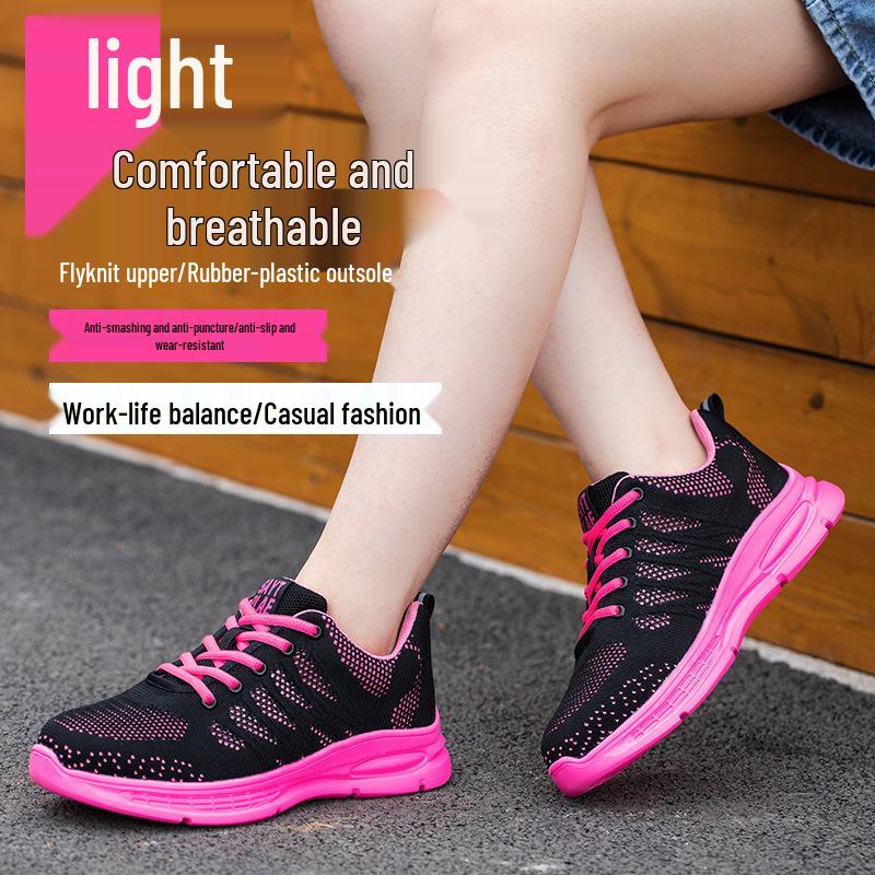 Women's Lightweight Steel Toe Safety Shoes with Kevlar Sole, Anti-Smash, Anti-Puncture, Wear-Resistant, Fashionable Small Sizes.