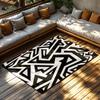 Tuniu Black White Geometric Zigzag Area Rug Non-Slip Home Floor Carpet Mat Room Decor