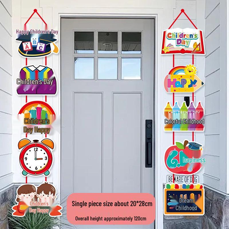 Children's Day Classroom Decorations: Cartoon Flag Banners for Kindergarten Activities