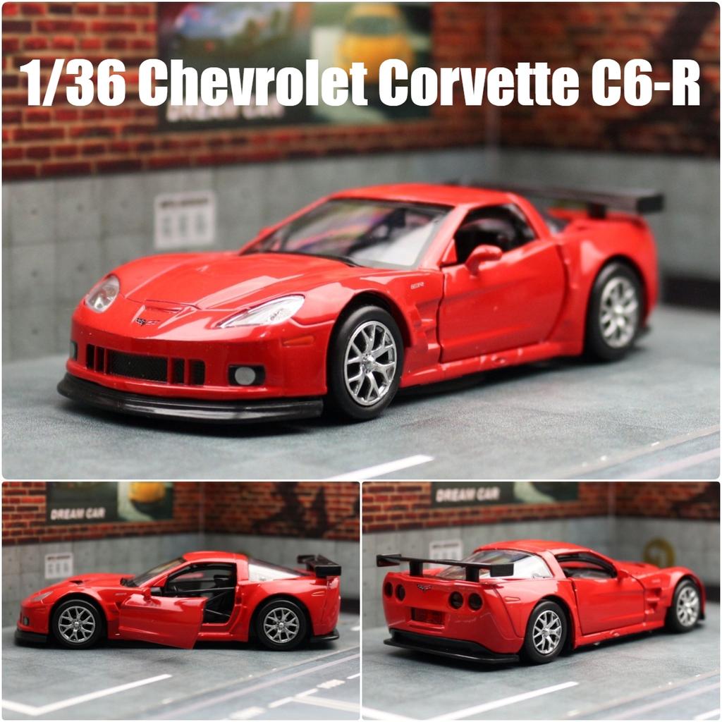 1/36 Chevrolet Corvette C6-R Toy Car Model For Children RMZ CiTY Diecast Racing Miniature Pull Back Collection Gift for Kid Boys