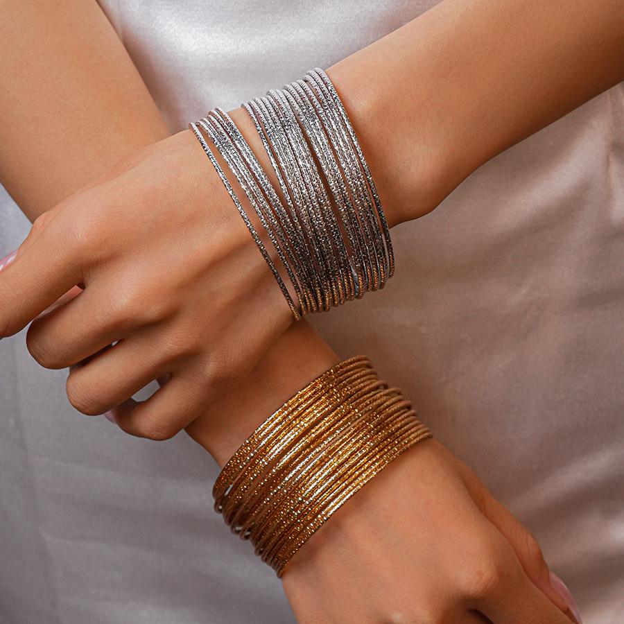 20-Piece set of exaggerated multi-layer circle bracelets, simple geometric bracelets