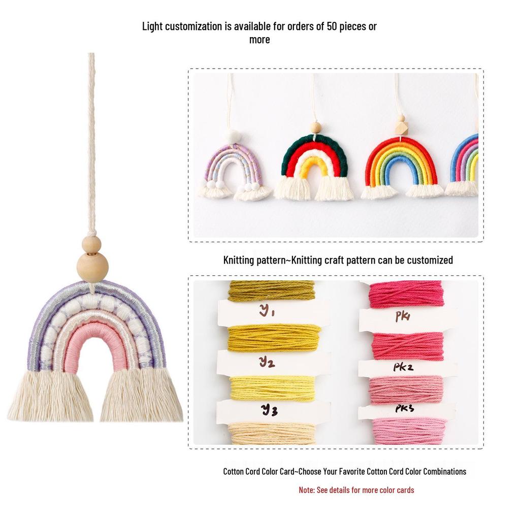 Bohemian Hand-Woven Rainbow Tassel Car Pendant Retro Decorative Charm