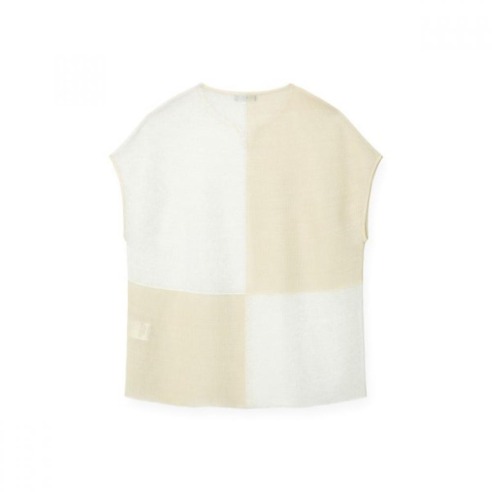 FURINA Linen Square Block Knit Top