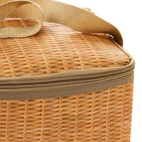 Rattan-Lunchtasche, isoliert, verformungssicher, reißfest, schick, große Kapazität, Lebensmittelaufbewahrungsbehälter für Picknick