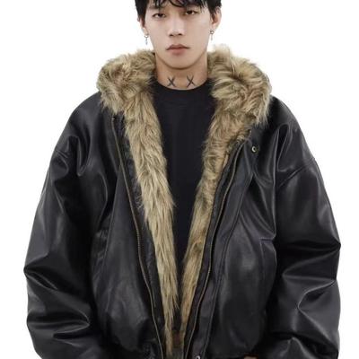 Giacca invernale da uomo: Cappotto imbottito in cotone, foderato in pile, ispessito, reversibile, foderato in pelliccia sintetica