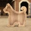 Children Piggy Bank Wooden Dog with Clear Front, Unbreakable Puppy Coin Cash Front Container, Decorative Animal Money Saving Box for Boys Girls