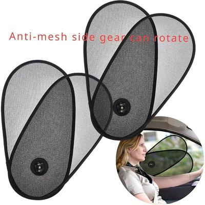 2 Stück Auto-Sonnenschutz Seitenfenster Sonnenschutz Netz Einstellbar Drehbar mit Saugnäpfen Universell passend für Autofenster