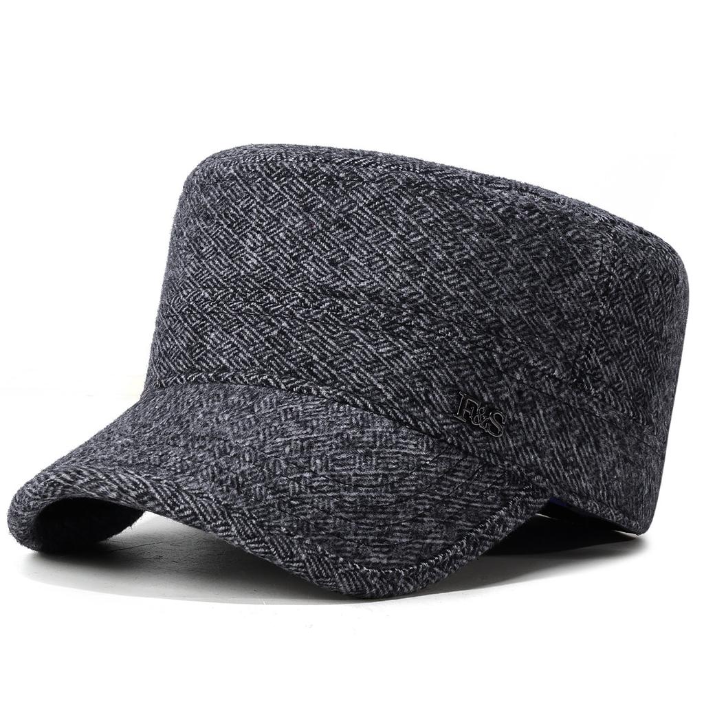 Herren Winter Warme Flache Kappe mit Ohrenklappen Outdoor Papa Hut