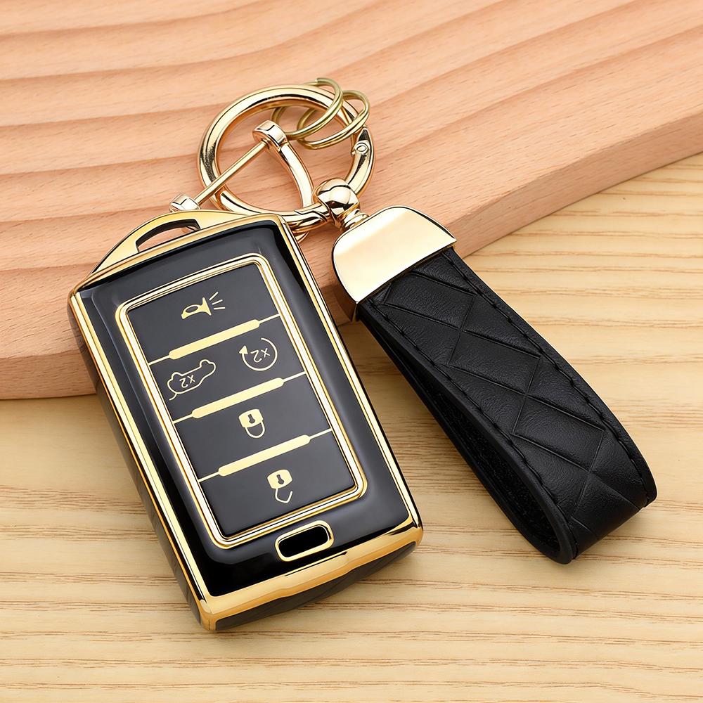 Anti Scratch Remote Key Fob Key Cover for Jeep Grand Cherokee L Grand Wagoneer 2021-2022 TPU 5/6 Buttons Case with Key Chain Set