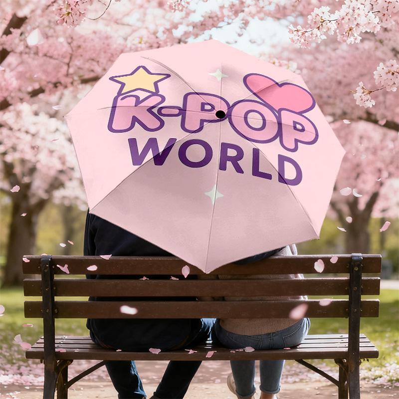 1pc K-Pop World Pattern Umbrella Design Automatic Opening and Closing Umbrella, High-quality Travel Umbrella,  c1128091