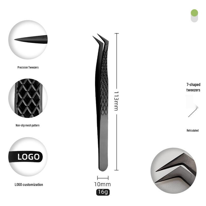 Golden Feather Stainless Steel Eyelash Tweezers for Grafting and Extensions