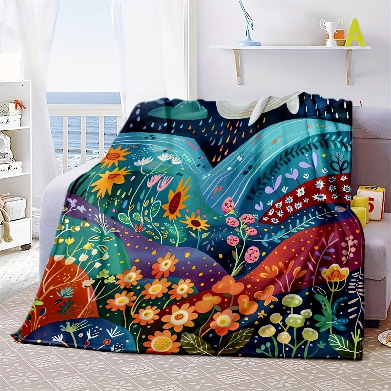 Whales and Sunset Patterns Flannel Printed Blanket Suitable for All Seasons Suitable for Living Room Office Sofa and Travel