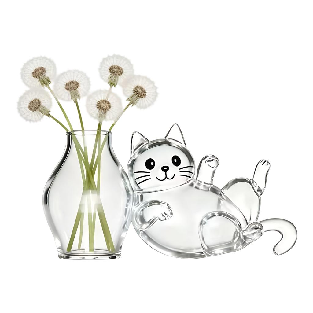 Magnetic Cat Whiskers Holder Transparent Cute Pet Fur Storage Refrigerator Magnet with Mini Vase for Personalized Home Style